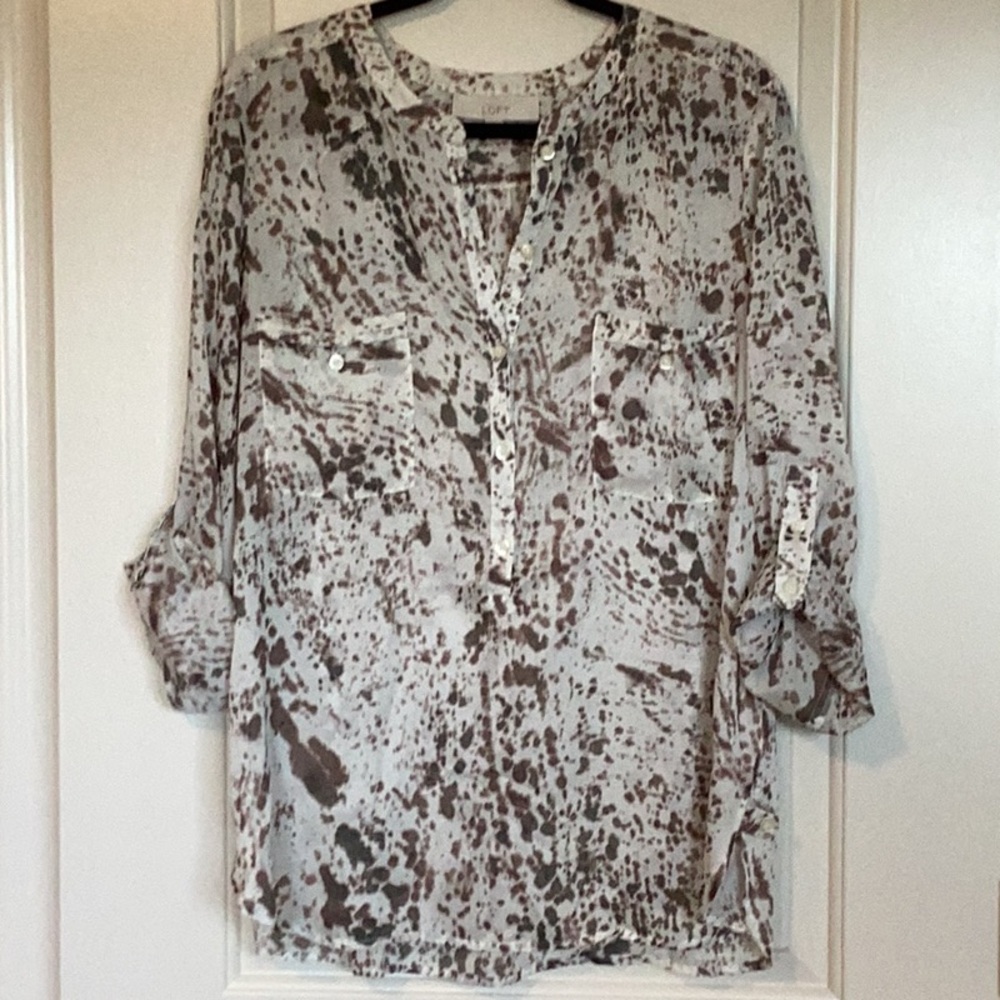 Loft - Sheer Print Blouse - size XL